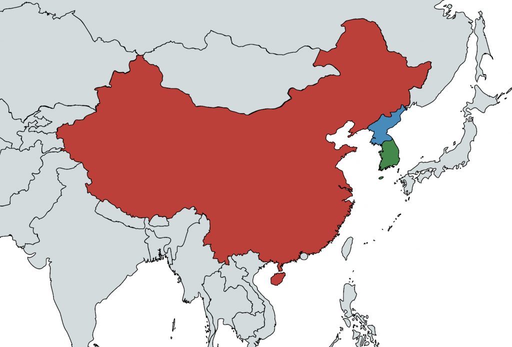 china korea map